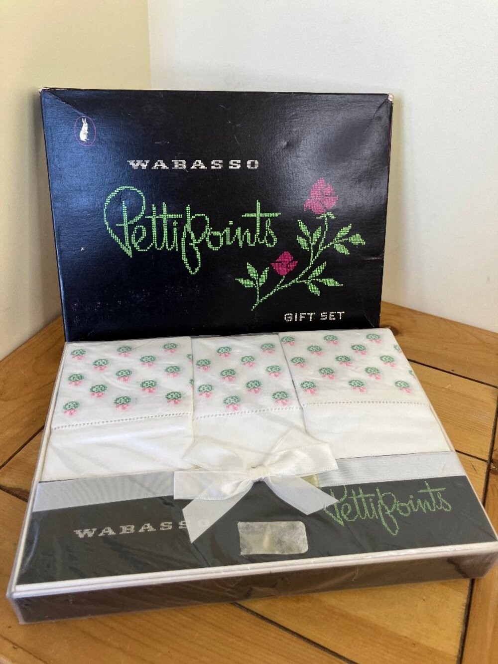 Wabasso Pettipoints Bed Linens Gift Set Vintage Double Sheet + 2 Pillowcases NEW